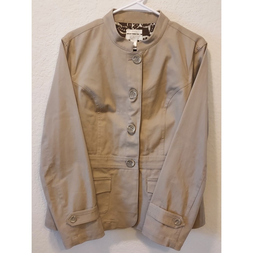 Christopher & Banks Classic Beige Button Stretch Jacket Blazer Size XL